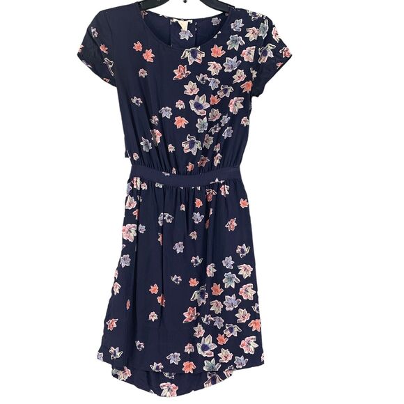 Club Monaco Silk Dress Floral Size 00 Open Back Blue Colorful - Picture 1 of 15